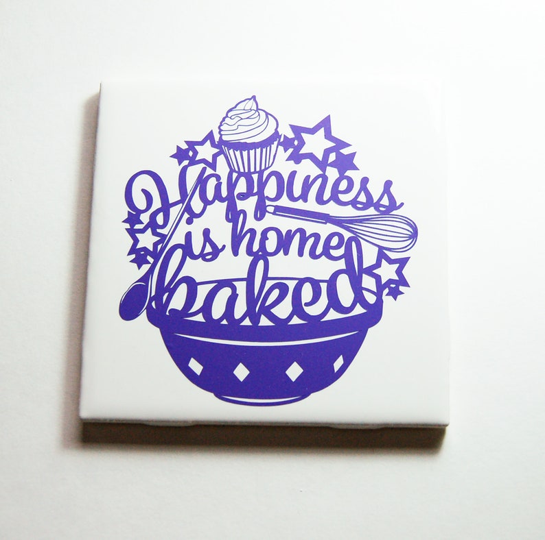 Happiness is Home Baked Kitchen Sign Wall Plaque in Purple & Etsy