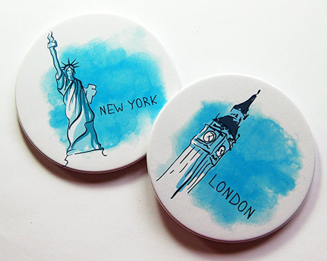 Set of Coasters Travel Coasters Drink Coasters New York Etsy