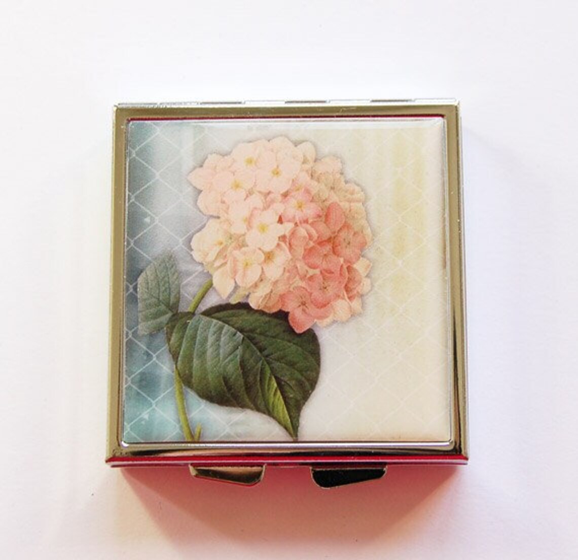 Flower Pill Case Flower Pill Box Hydrangia Square Pill Etsy