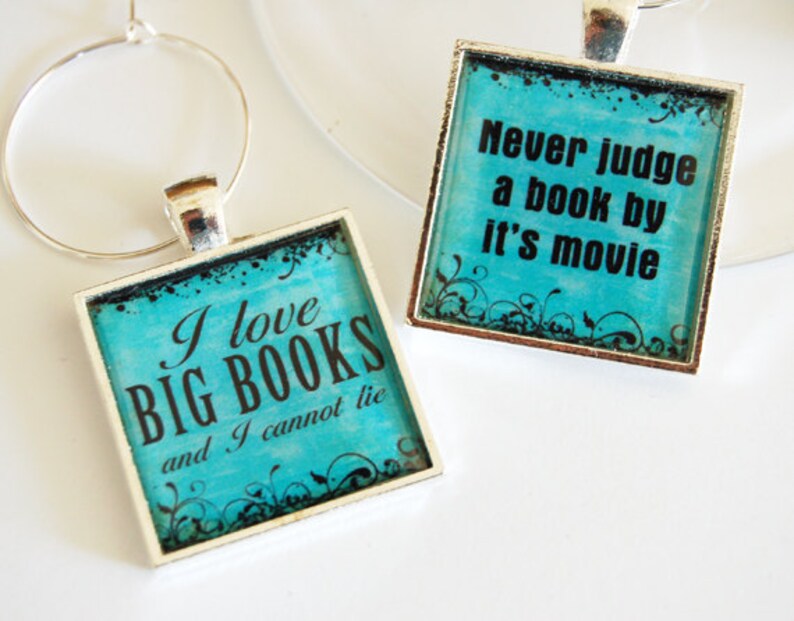 Book Club Wine Charms Wine Glass Charms book club silver Etsy