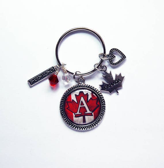 Canada Keychain Keychain with Charms Canada Maple Leaf Etsy
