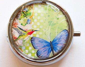 Butterfly, Pill Box, Pill Case, Pill Container, Hummingbird case, Gift for her, butterfly pill case, hummingbird (632)