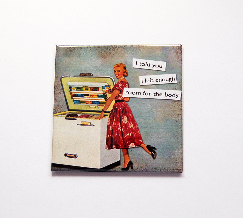 Funny Retro Fridge Magnet - I'D JUMP WITH JOY BUT MY BOOBS ARE TOO BIG FOR  THAT 