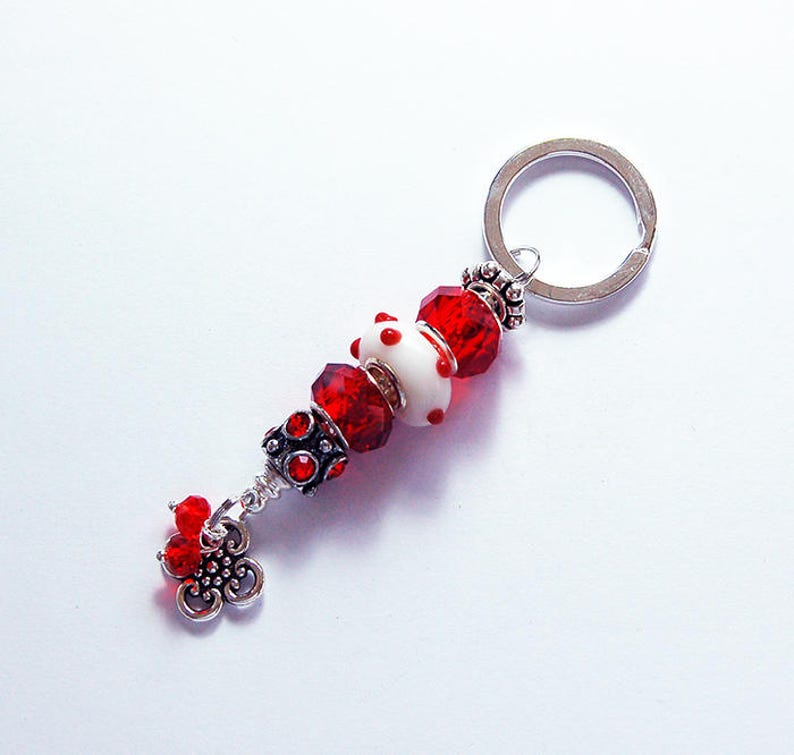 Red Keychain Keyring With Beads Cute Keyring Keychain for Etsy Canada