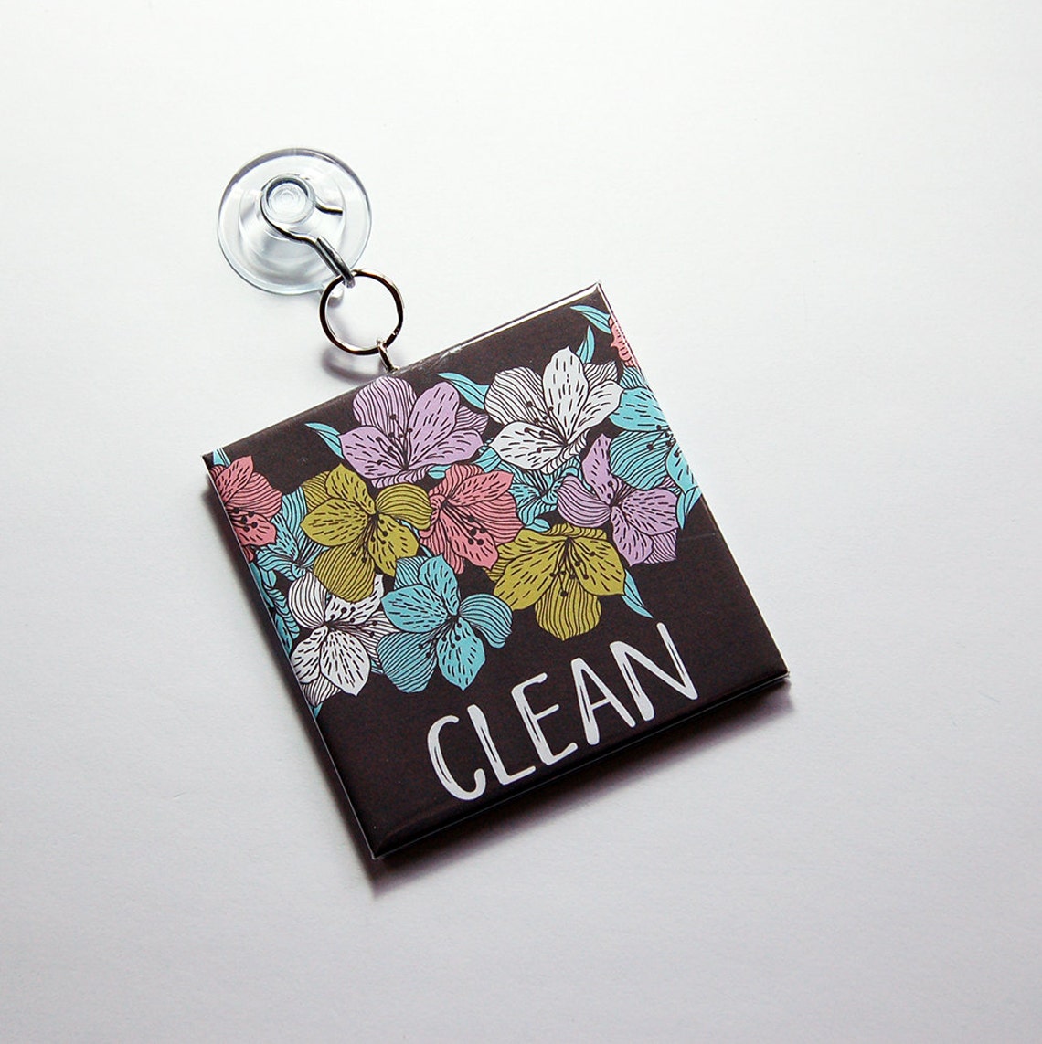 Floral Dishwasher Sign Works on Stainless Steel Clean Sign - Etsy