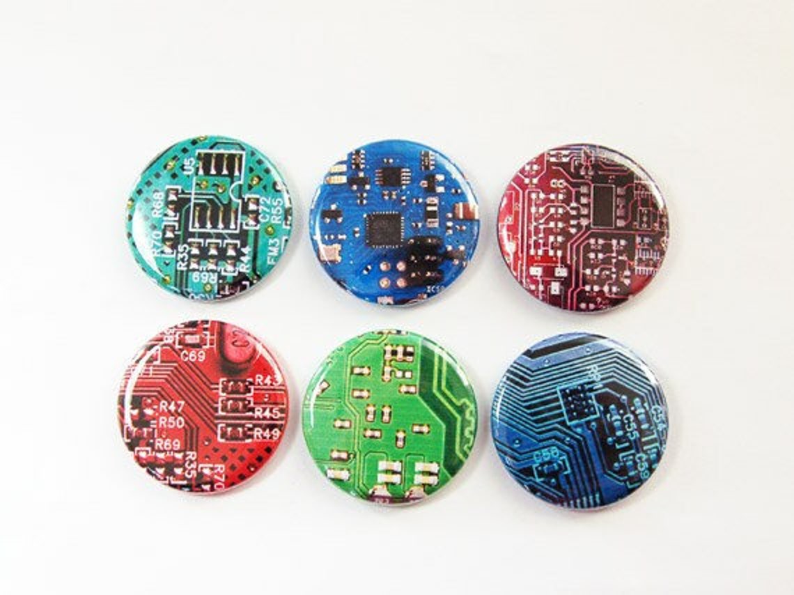 Circuit Board Magnet, Geekery, Gift for Computer Geek, Button Magnets ...