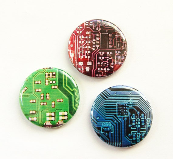 Circuit Board Magnet, Geekery, Gift for Computer Geek, Button Magnets ...