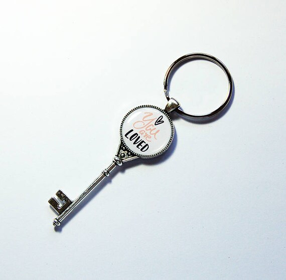 KellysMagnets You Are Loved Keychain, Keyring, Love Key Ring, Gift Under 10, Keychain, Large Key, Stocking Stuffer, Gift for Her, Valentine's Day (7822)