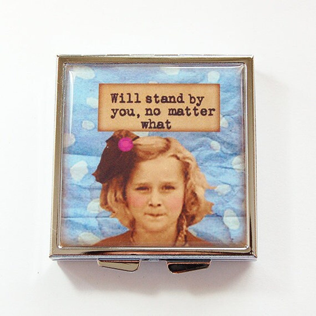 Pill Case, Pill Box, Square Pill Case, 4 Sections, Square Pill Box