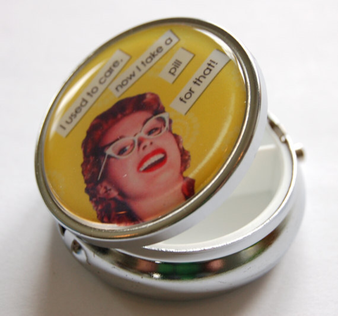 Funny Pill Box Case Pill Case Pill Container Yellow Gift Etsy