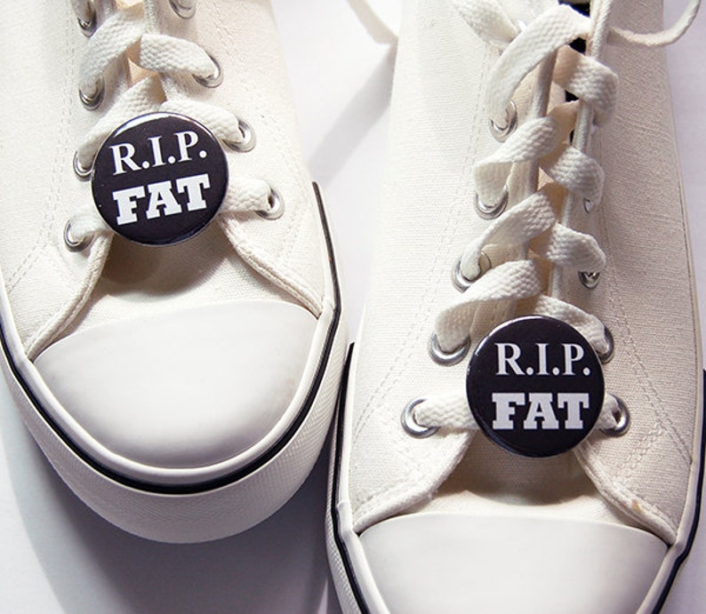 New Years resolution Running shoe charm Shoelace Charm shoelace tag 6032 exercise motivation RIP Fat Exercise shoelace charms