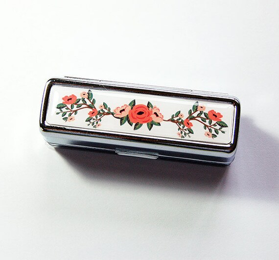 Flower Lipstick case Lipstick case with mirror Floral Etsy