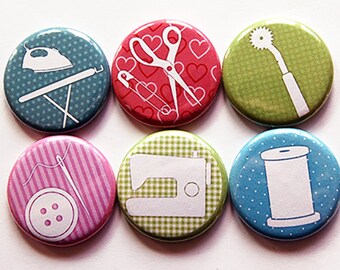 Sewing Magnets, Button magnets, Quilting Magnets, Kitchen Magnets, Fridge Magnet, gift for mom, gift for quilter, gift for seamstress (5463)