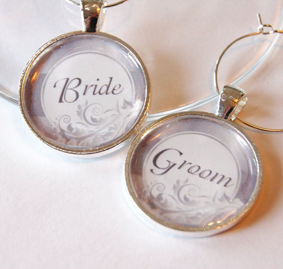 Wedding Wine Charms Bride Groom Wine Charms custom wedding Etsy