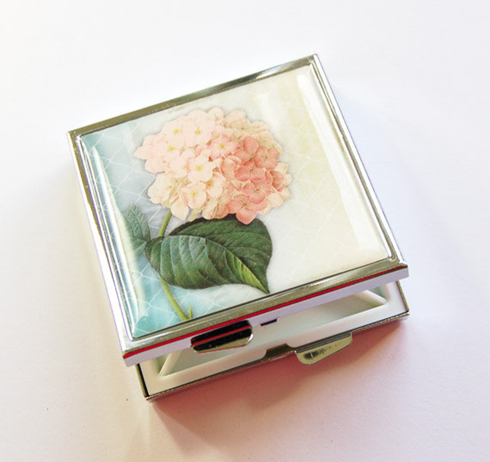 Flower Pill Case Flower Pill Box Hydrangia Square Pill Etsy