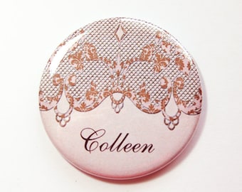 Personalized pocket mirror,purse mirror, pocket mirror, custom mirror, bridesmaid gift, bridal shower favor, personalized gift (4150)