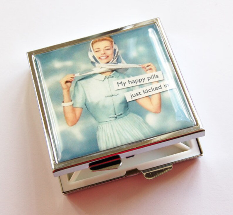 Funny Pill Case Funny Pill Box Happy Pills Just Kicked In Etsy