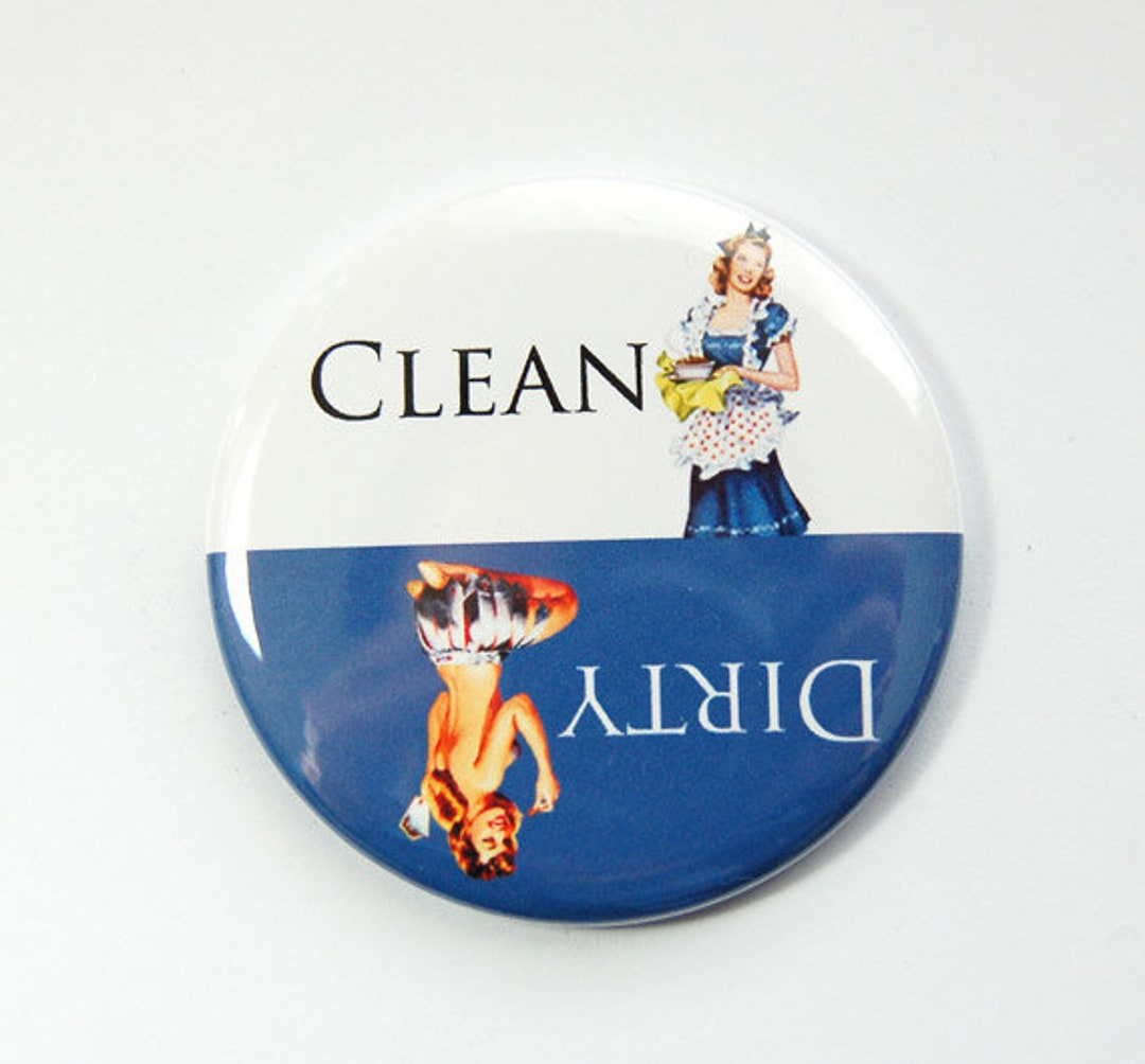 Dishwasher Magnet, Clean Dishes, Dirty Dishes, Blue, White, Pinup Girl ...