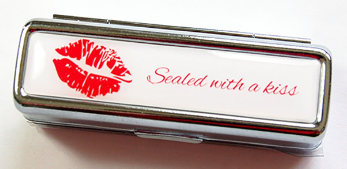 Lipstick Case Lipstick Case With Mirror Sealed With a Kiss Etsy