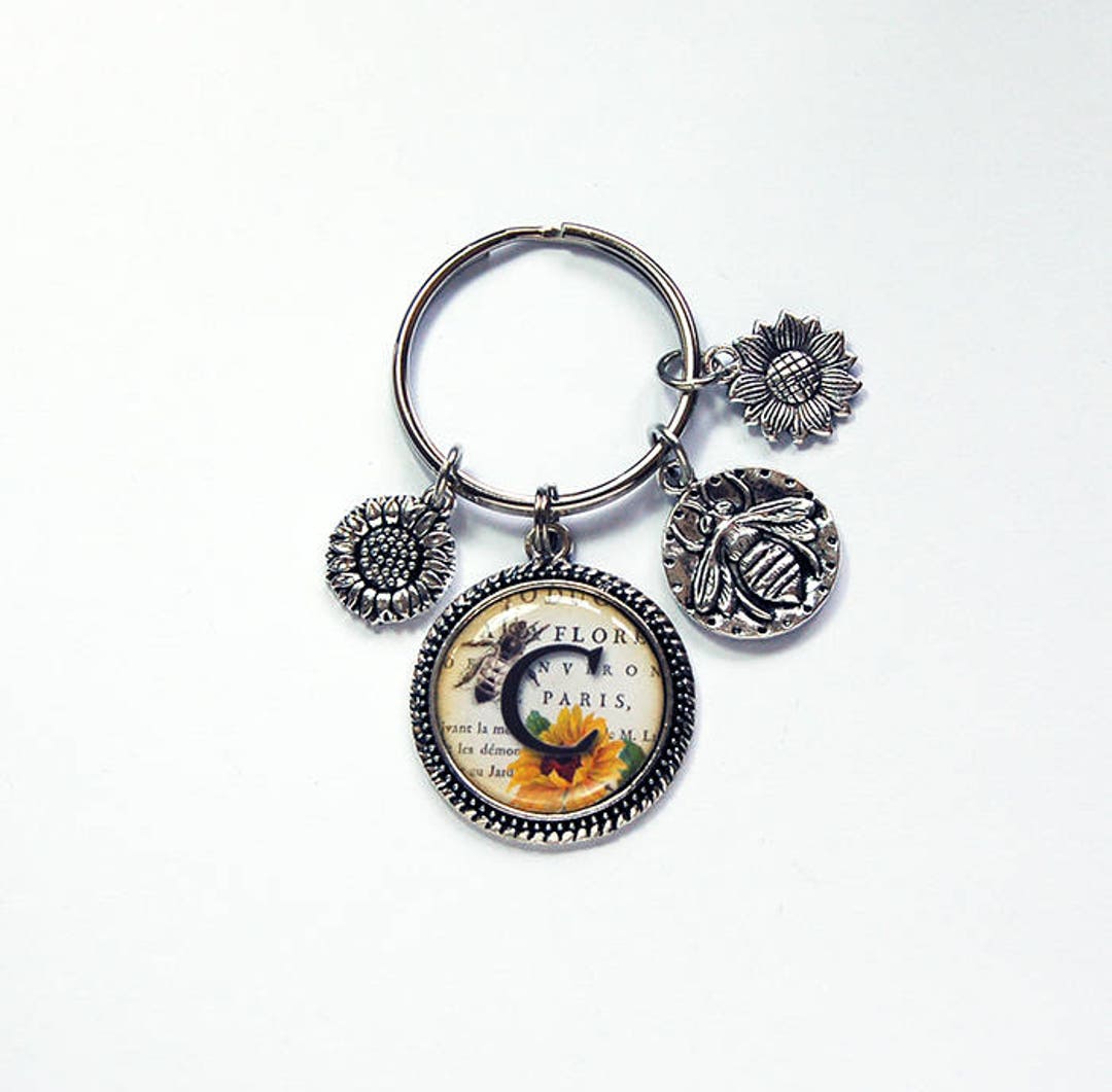 Sunflower Keychain, Monogram, Personalized Gift, Stocking Stuffer,gift ...