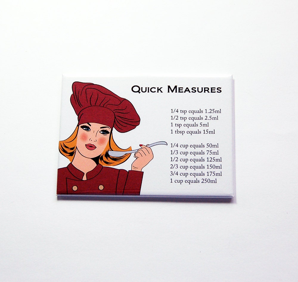 Kitchen magnet Quick Measure Conversion chart Cups to ml | Etsy