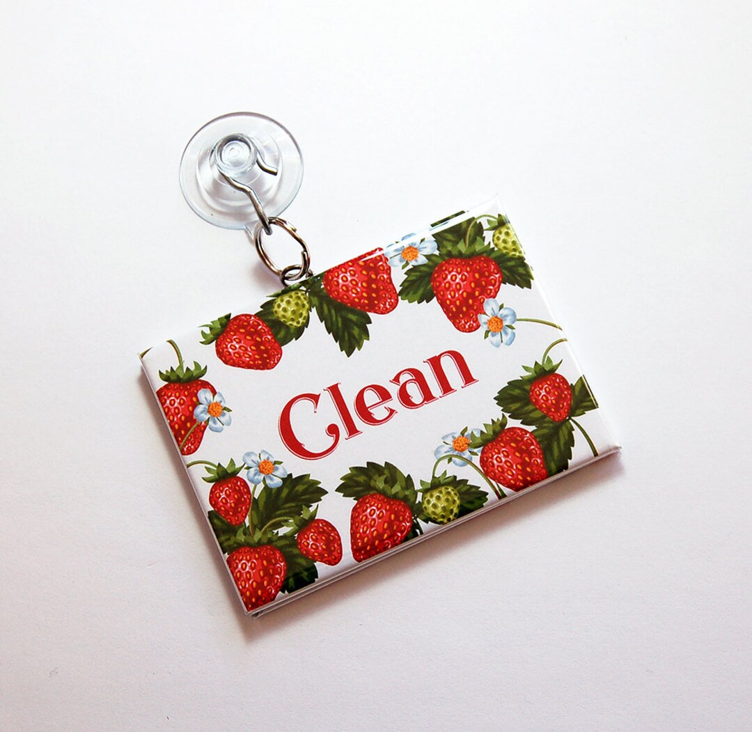 Dishwasher Sign, Strawberry, Clean Sign, Dirty Sign, Kitchen Sign, Sign ...