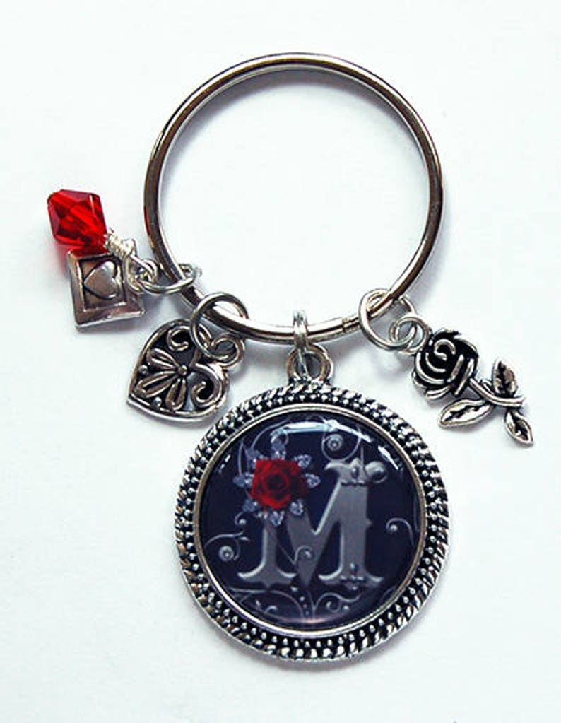 Monogram keychain Keyring for her personalized gift Etsy
