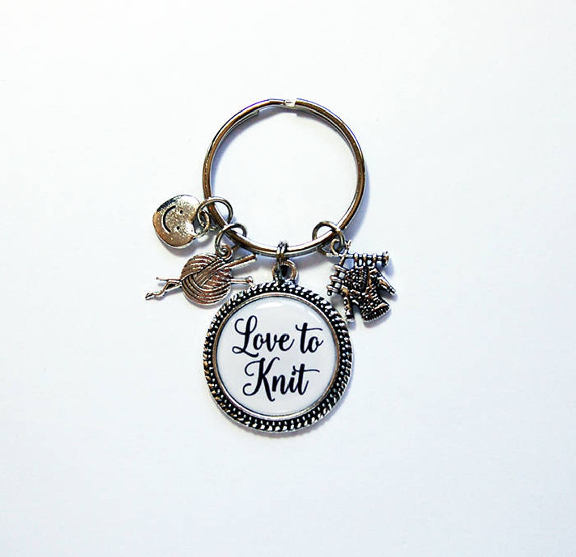 Love to Knit Keychain Key Ring Gift for Knitter Stocking Etsy