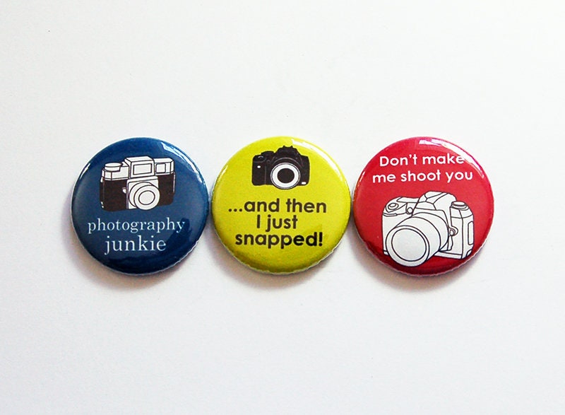 Funny Photography Magnet Set, Magnet Trio, Button Magnets, Gift