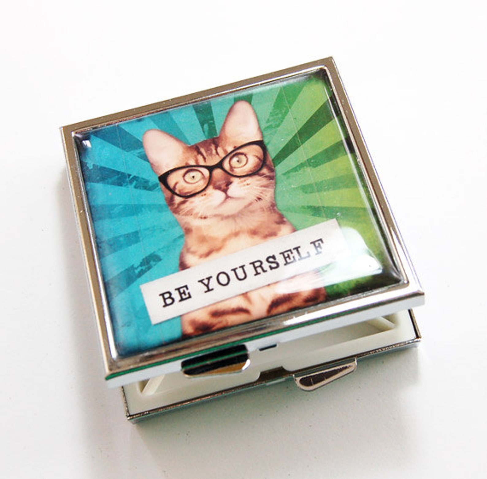 Cat Pill Case Square Pill Box Cat Pill Box 4 Sections Pill Etsy