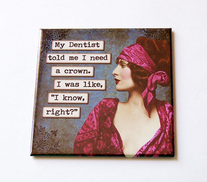 Funny Magnet, Humor, Fridge magnet, Retro Design, Kitchen Magnet, magnet, Stocking Stuffer, Sassy Women, Spoiled, Need a crown 5689 image 1