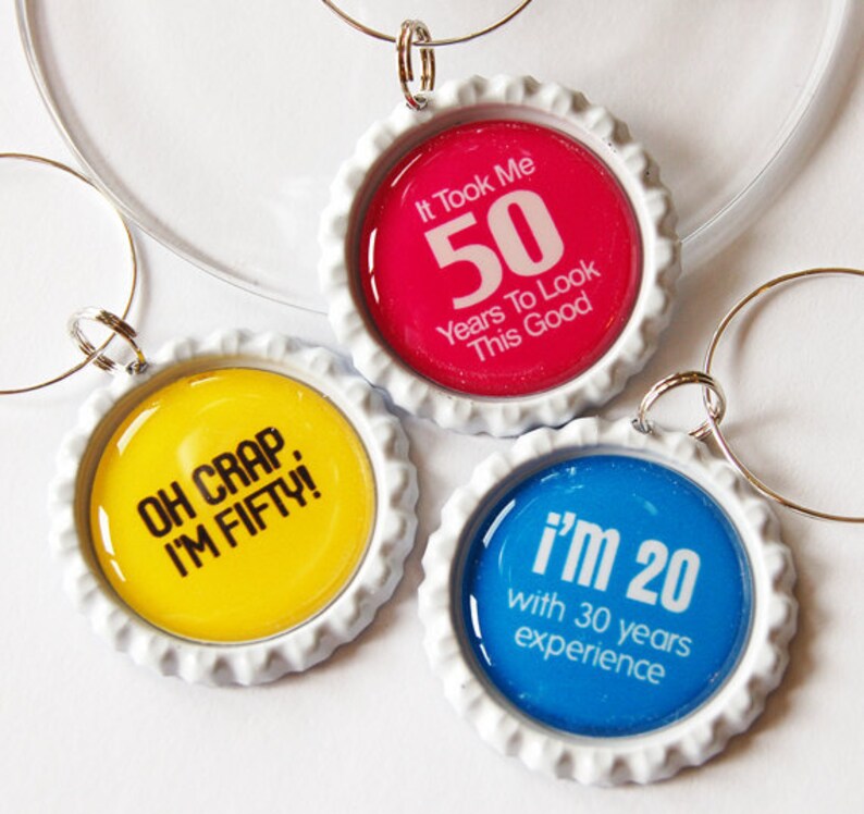 50th Birthday 50th charms Wine Glass Charms Wine Charms | Etsy