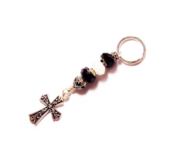 Beaded clearance cross keychain