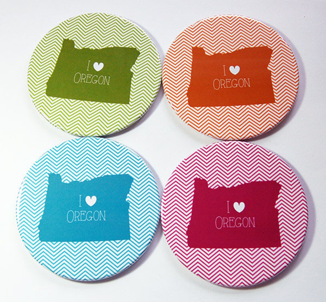 I Love Oregon Coasters Drink Coasters Oregon Coasters Etsy