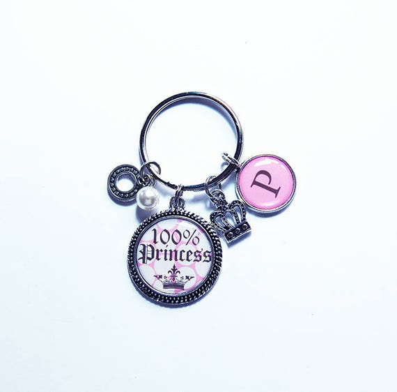 Princess Keychain Key Ring for Her Monogram Keychain Cute Key Ring Personalized Gift Stocking Stuffer Princess Pink Polka Dot 7865 Etsy Australia