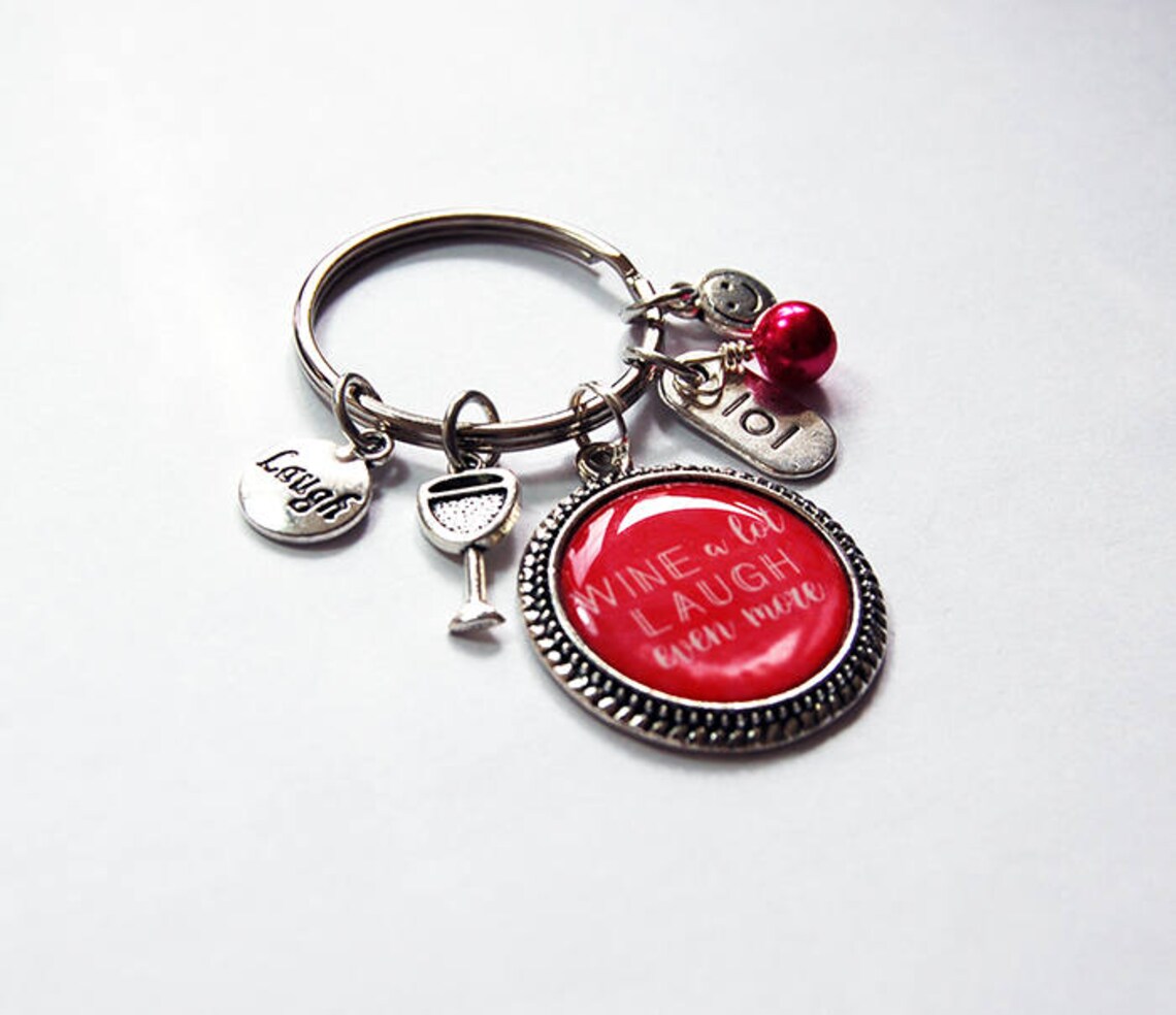 Wine a lot Keychain Keyring with charms Keyring funny | Etsy