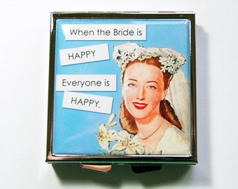 Bride pill case, Bride pill box, Square Pill case, something blue, Pill Case, Pill Box, 4 Sections, gift for bride, wedding, blue (4236)