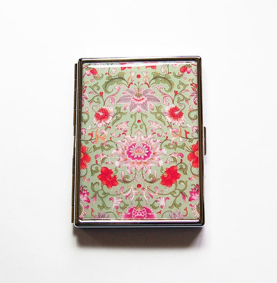 Portasigarette Slim Mosaic Floreale, Scatola di sigarette, Art Nouveau,  verde rosa, Porta sigarette, Astuccio per sigarette, Art Deco 8663S -   Italia