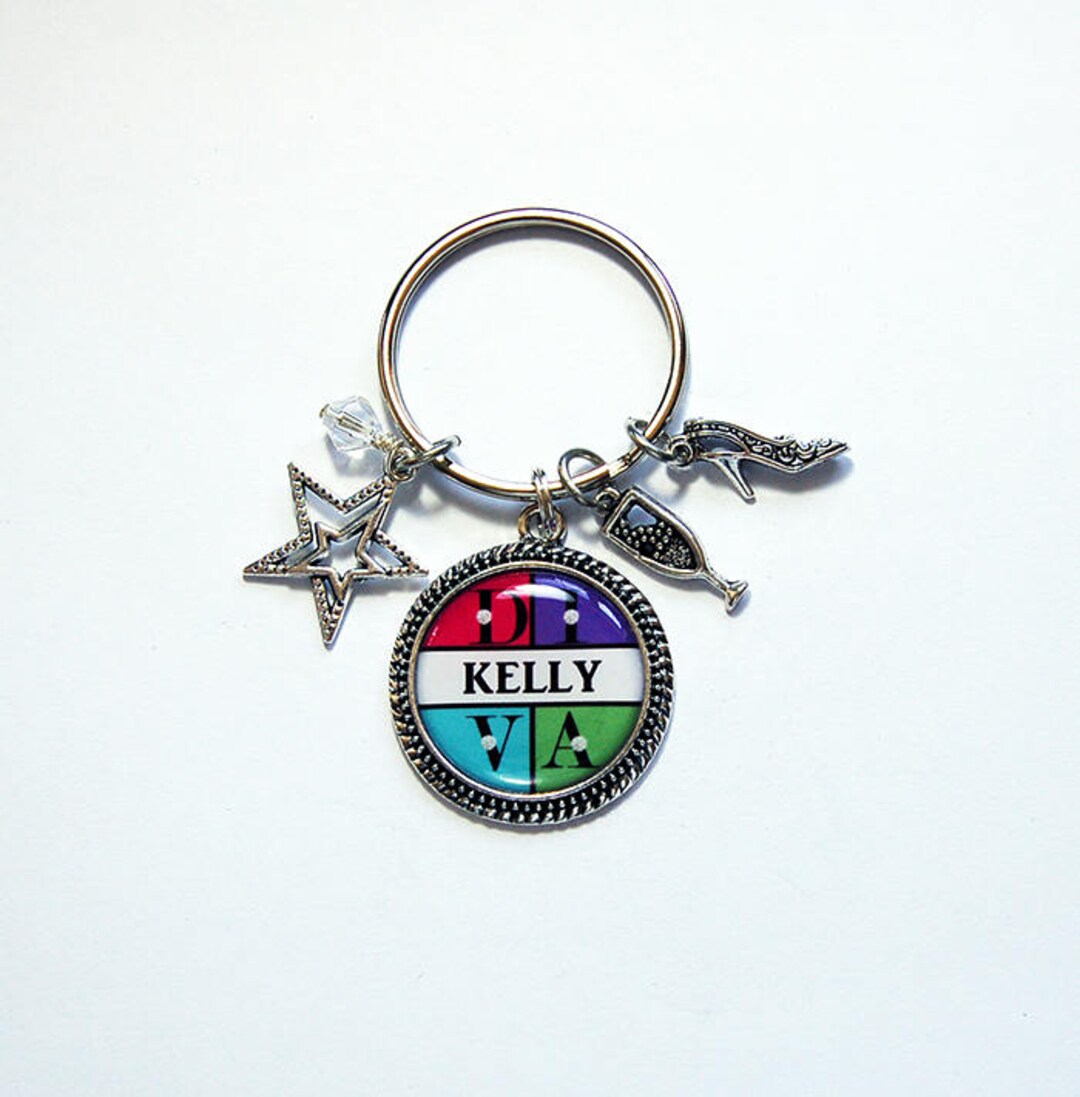 Diva Keyring, Keychain for Women, Diva Keychain, Personalized Gift Stocking Stuffer Keychain