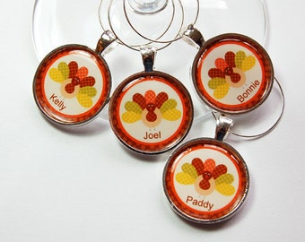 Thanksgiving Wine Charms for your Holiday Table, Personalized Wine Glass Charms, Turkey for Thanksgiving (3241)