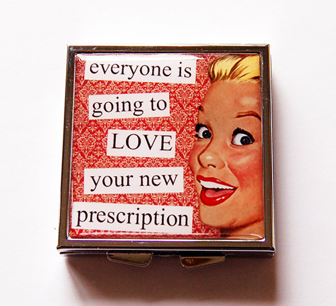 Funny Pill Case, Square Pill Case, Gift for Friend, Funny Pill Box