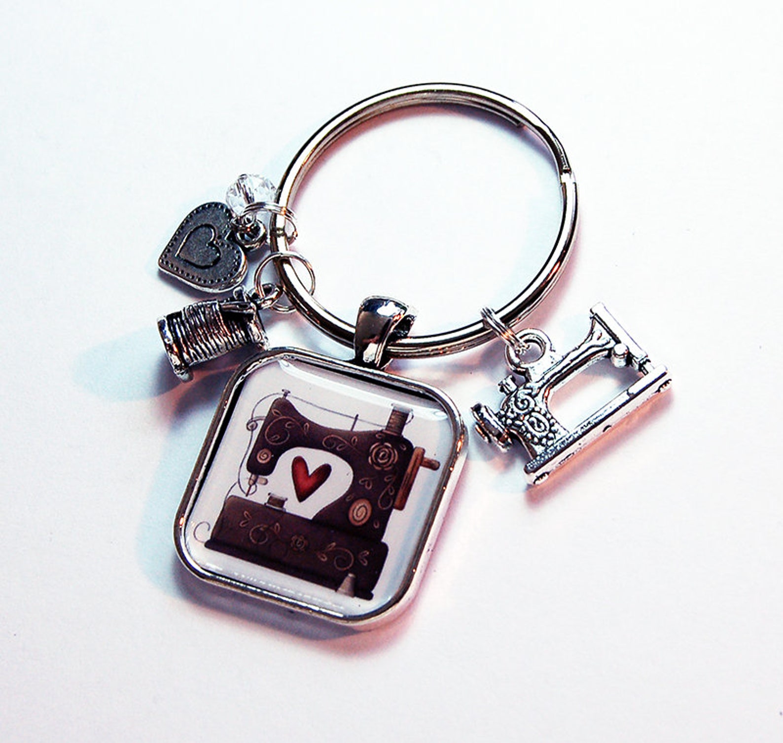 Sewing Machine Keyring Keychain With Charms Quilting Etsy