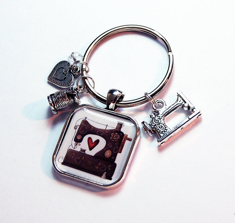 Sewing Machine Keyring Keychain With Charms Quilting Etsy