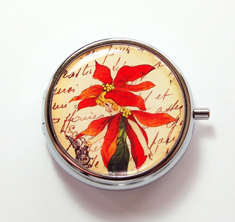 flower pill case Pill Container Flower Fairy mint case Pill case for purse Flower Pill Box Red Pill Case 4146 Pill Box Fairy