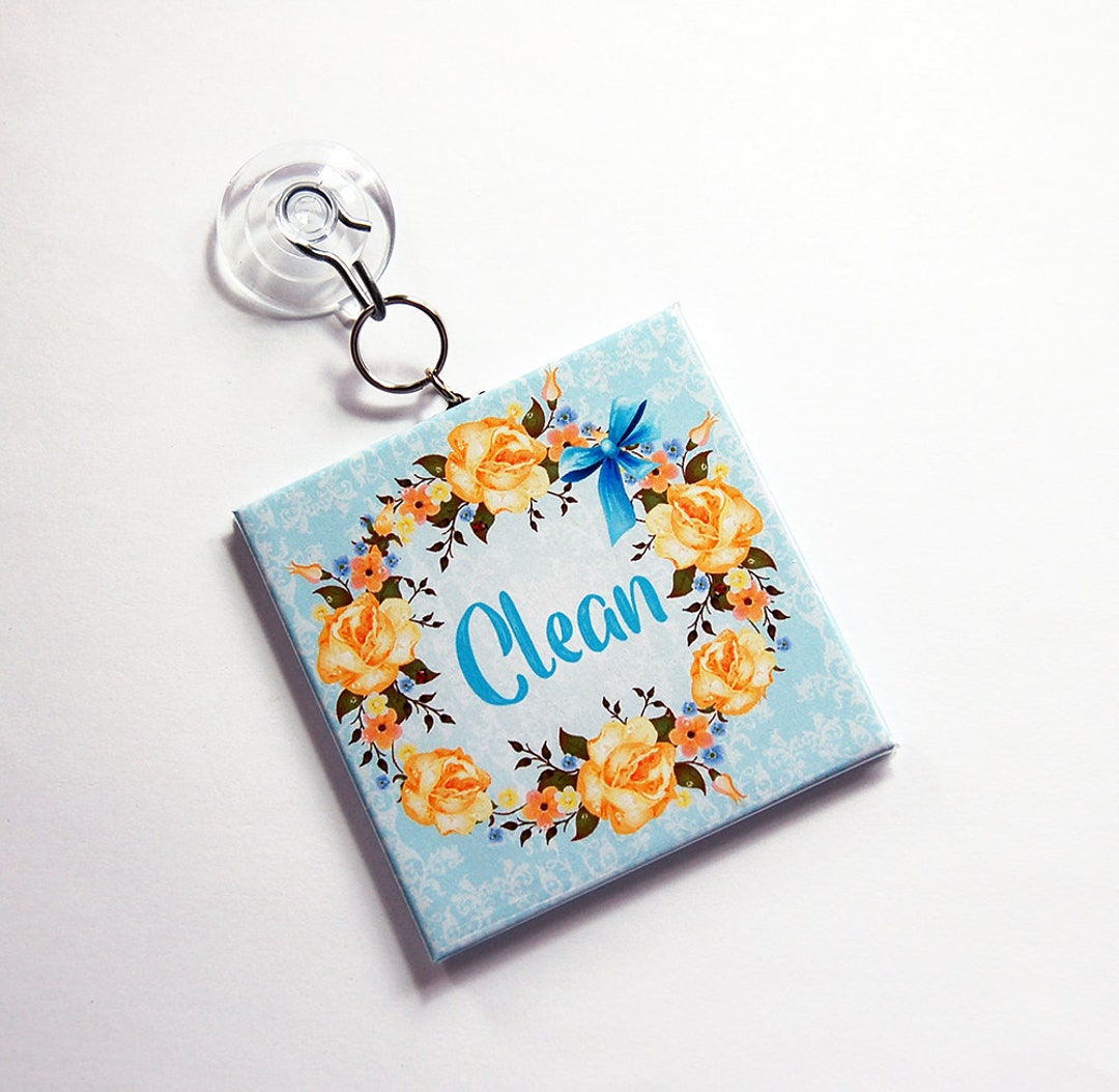 Floral Dishwasher Sign, Blue, Yellow, Works on Stainless Steel, Clean ...