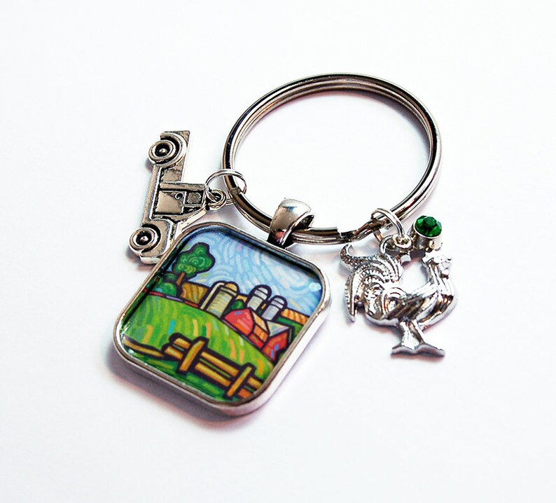 Farm Country Keychain Cute Keyring Keychain With Charms Etsy