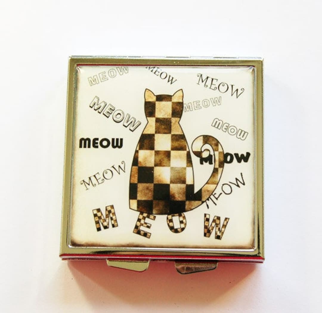 Cat Pill Box, Pill Case, Cat Pill Case, 4 Sections, Square Pill Box