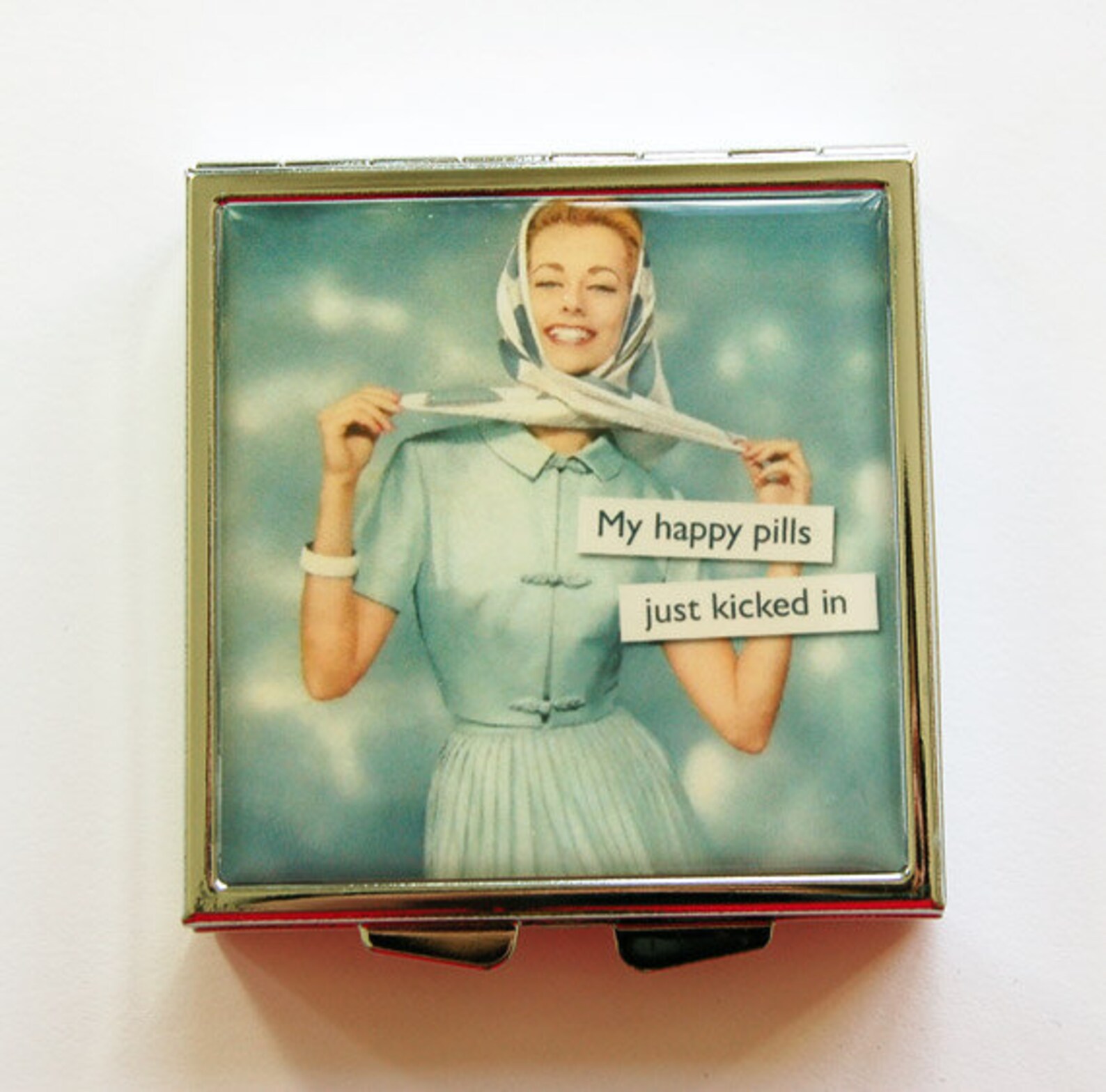 Funny pill case Funny pill box Happy Pills Just Kicked In Etsy