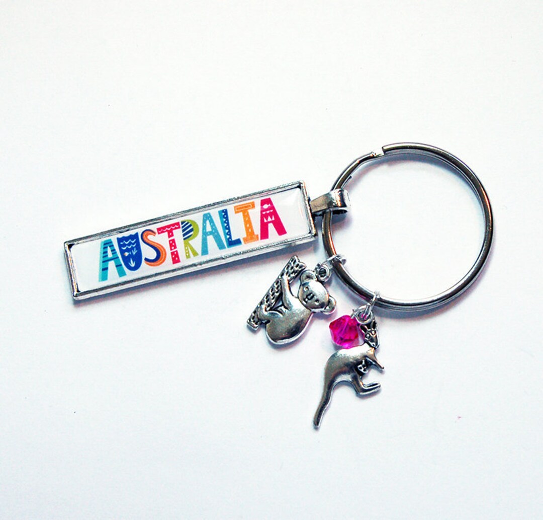 Australia Keyring, Keychain With Charms, Loves Australia, Keyring for