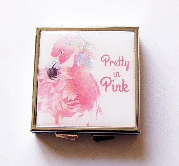 Flamingo Pill Case, Flamingo pill box, Square Pill box, Pill Case, Pill Box, Pretty in Pink, Pink Flamingo, Pretty in Pink Pill Case (5227)